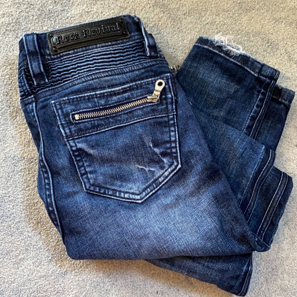 Rock Revival Moto distressed skinny jeans size 27!